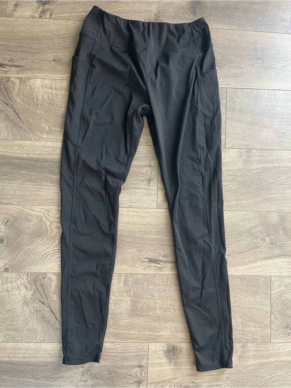 High-Waist Black Women's Leggings with Side Pockets 32” inseam